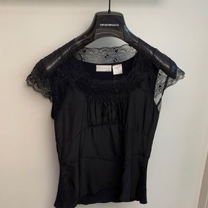 Sexy lace silk black top